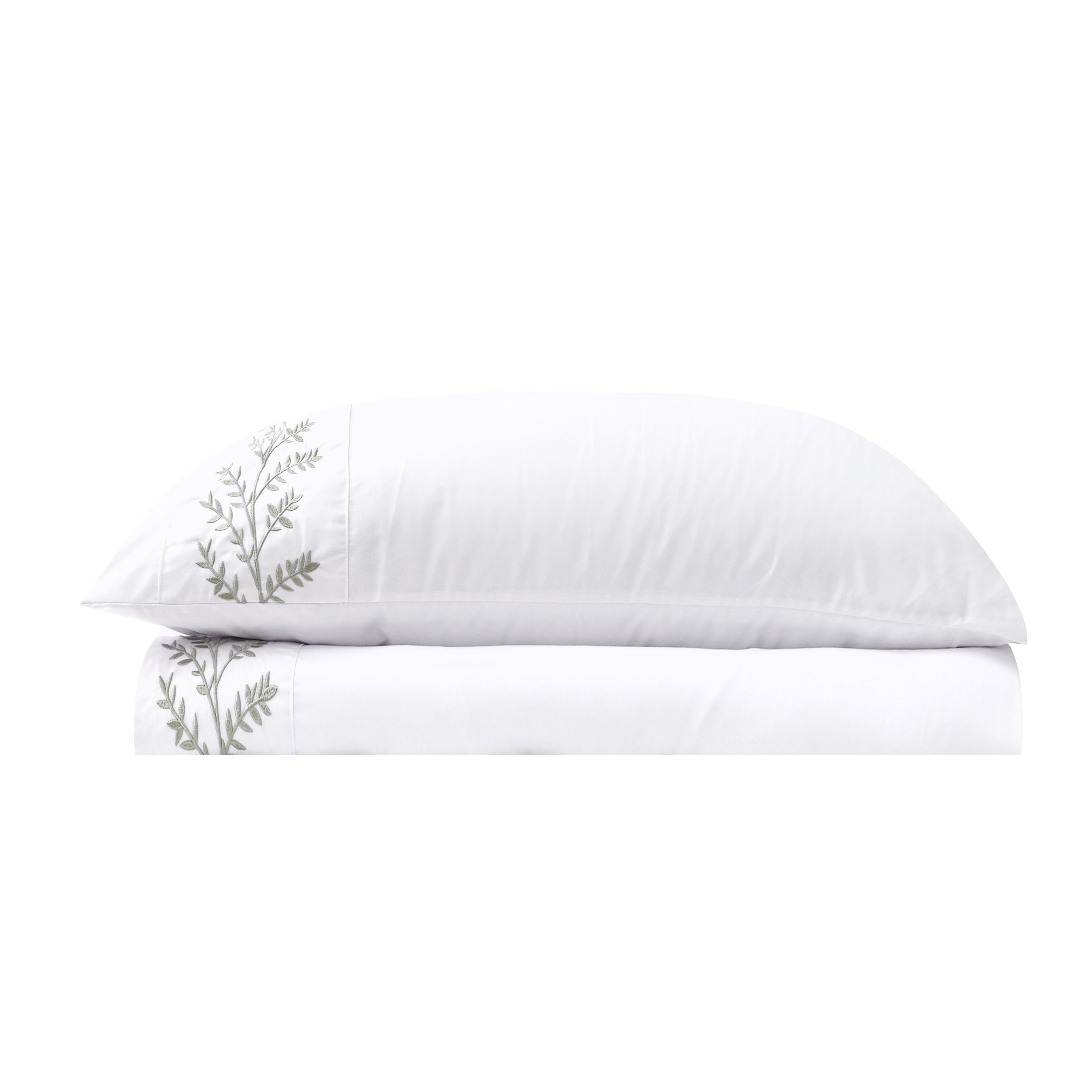 Capri White Soft Touch Embroidered Bed Sheet 240x260cm (2 pillow cases included)olive embroidery