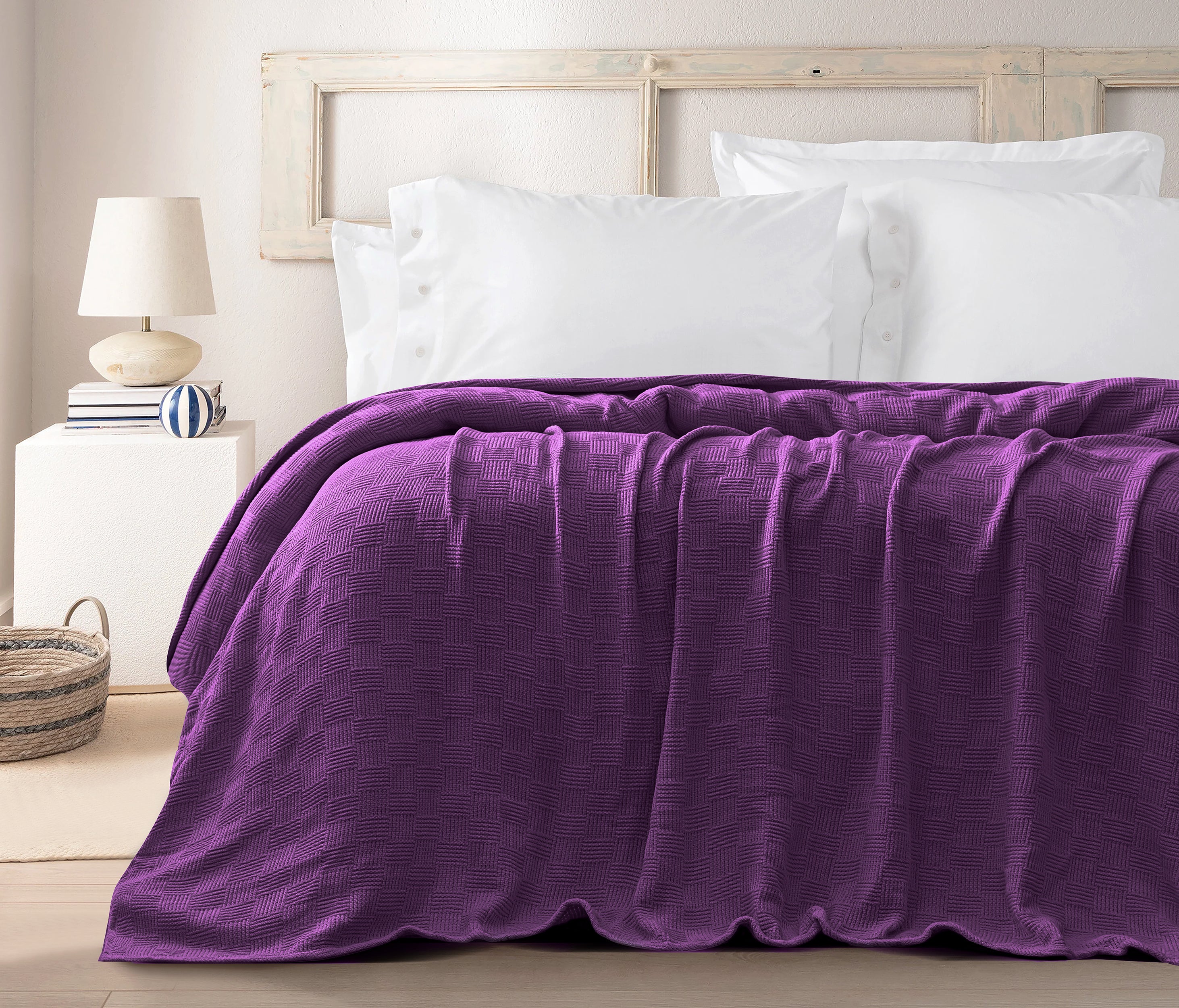 Egyptian cotton Leno throw blanket,ultra-soft & lightweight with an elegant woven design ,king size 255x225 cm , Burgandi