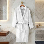 Eliz 100% Cotton Jacquard Bathrobe – Soft Absorbent Spa & Hotel Robe (Rose)