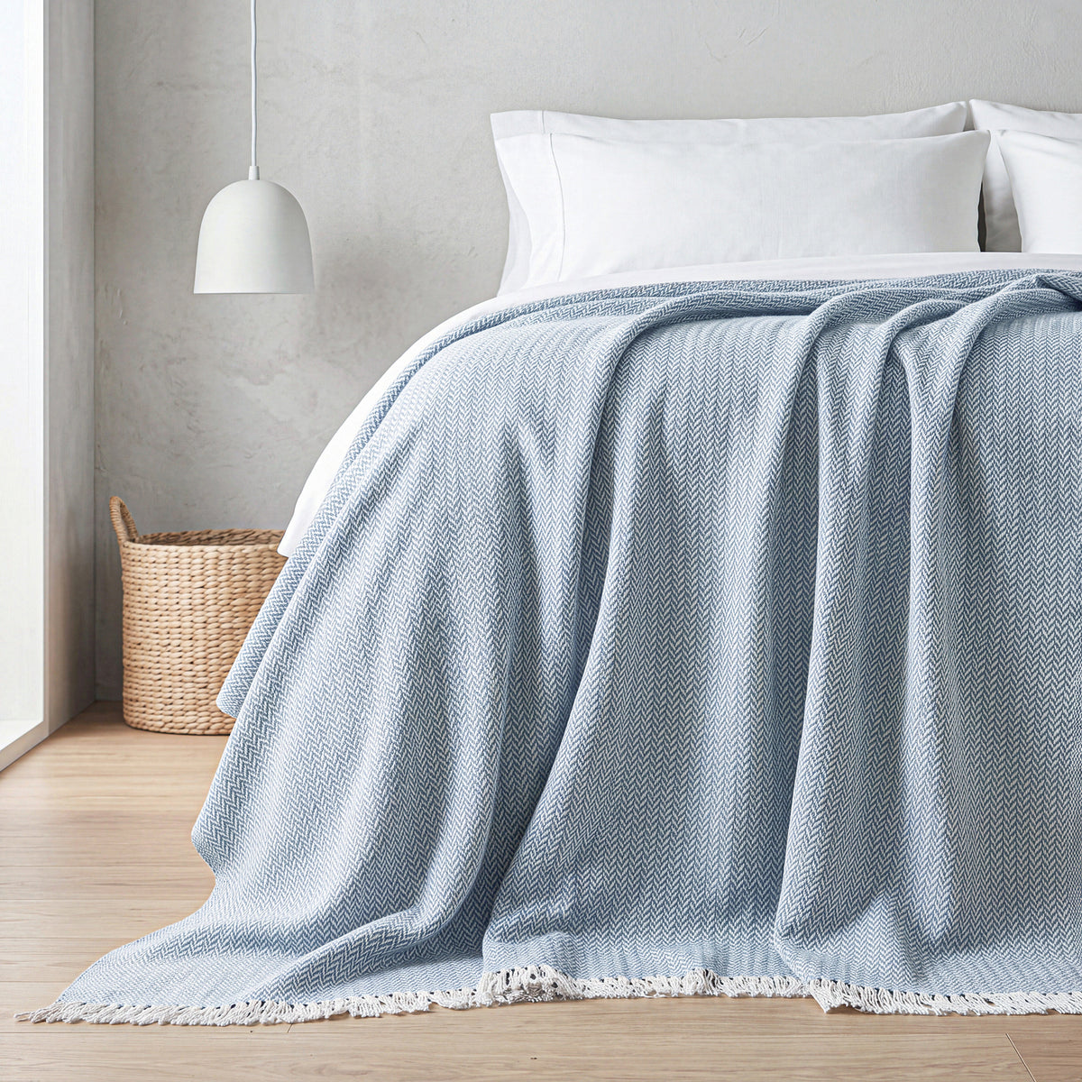 Luxury Verona Woven Bed Coverlet with Fringe