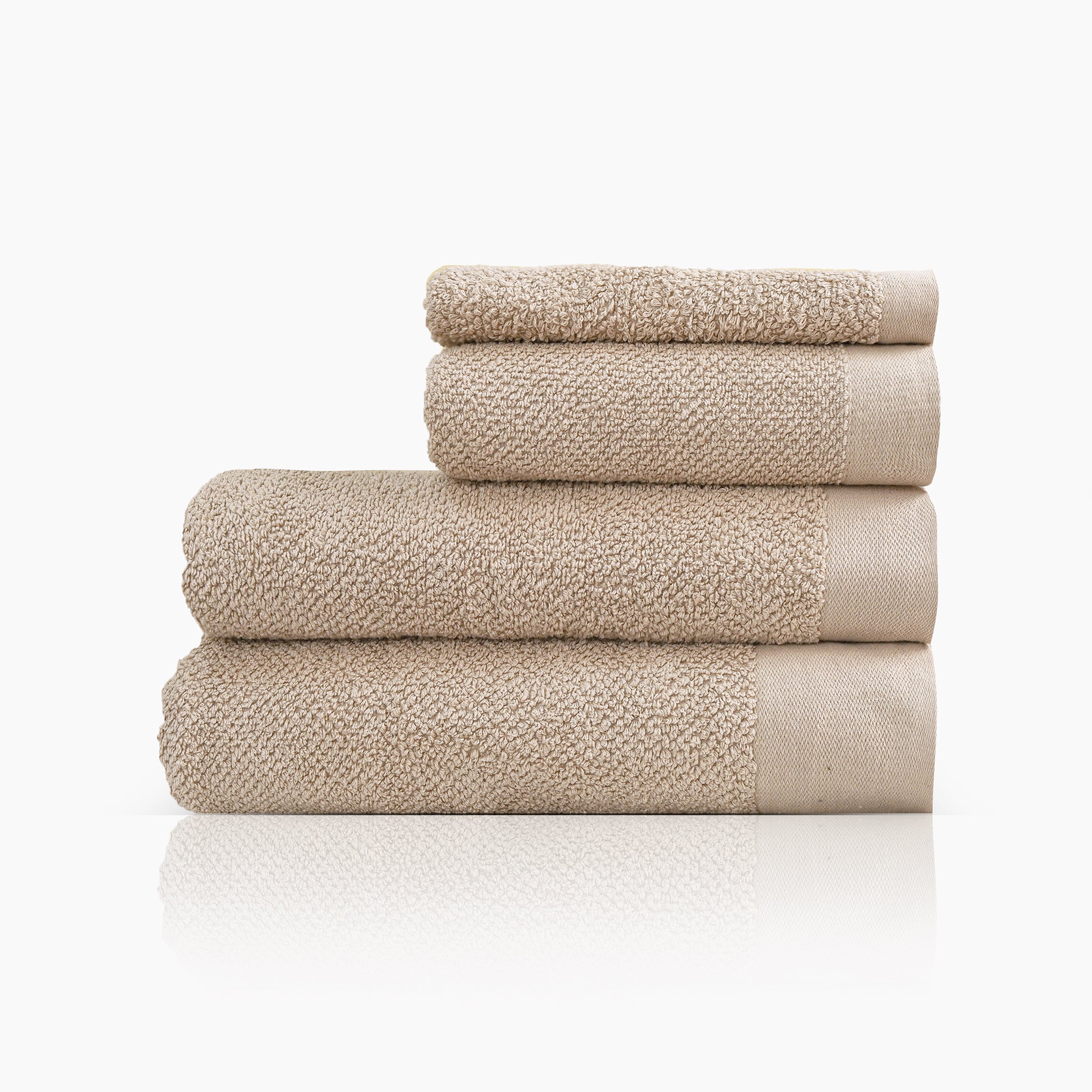 Aura Bath Towel Set, Pack of 4 Pieces , Ultra Soft and Highly Absorbent Towels,(beige)