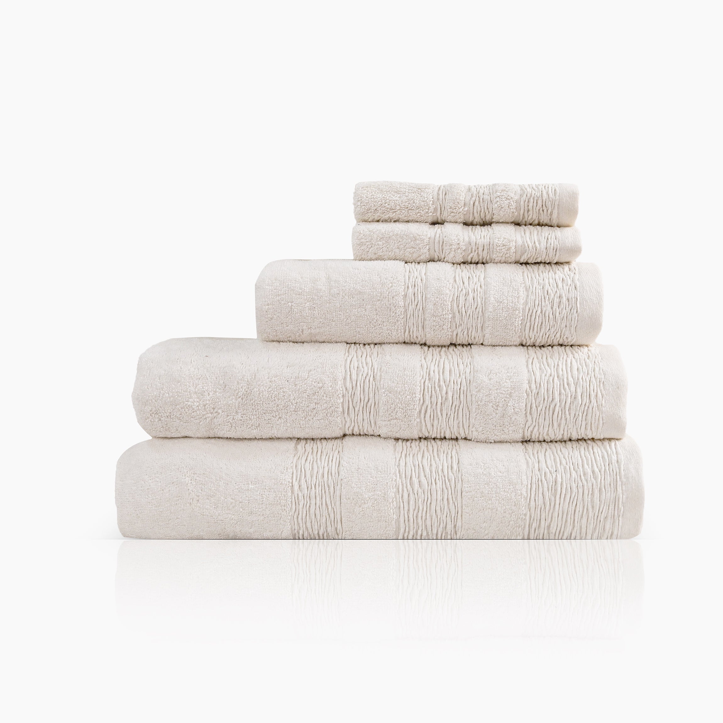 Kara Bath Towel Set, Pack of 5 Pieces , Ultra Soft and Highly Absorbent Towels,(Offwhite)