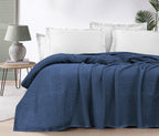 Egyptian cotton Milano throw blanket,ultra-soft & lightweight with an elegant woven design ,king size 255x225 cm ,Navy blue Color