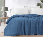 Egyptian cotton Milano throw blanket,ultra-soft & lightweight with an elegant woven design ,king size 255x225 cm ,Indigo Color