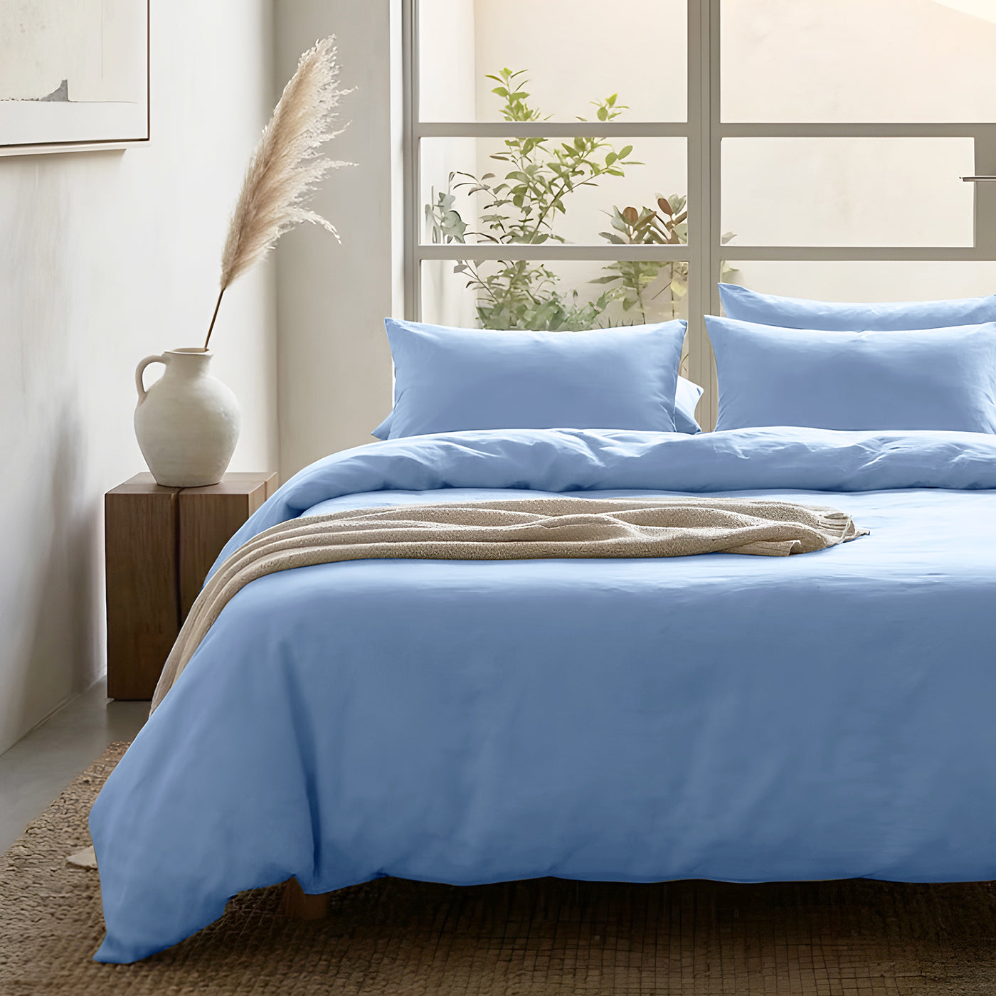 Luxury Plain Duvet Cover set –Soft, Breathable & Durable, Hotel-Inspired Comfort (Baby Blue)