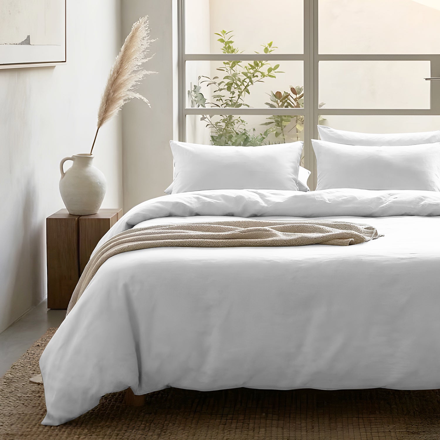 Luxury Plain Duvet Cover set –Soft, Breathable & Durable, Hotel-Inspired Comfort (White)