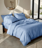 Luxury Satin Stripe Duvet Cover set – 1 cm Stripes ,Hotel Style Bedding (Petroleum)