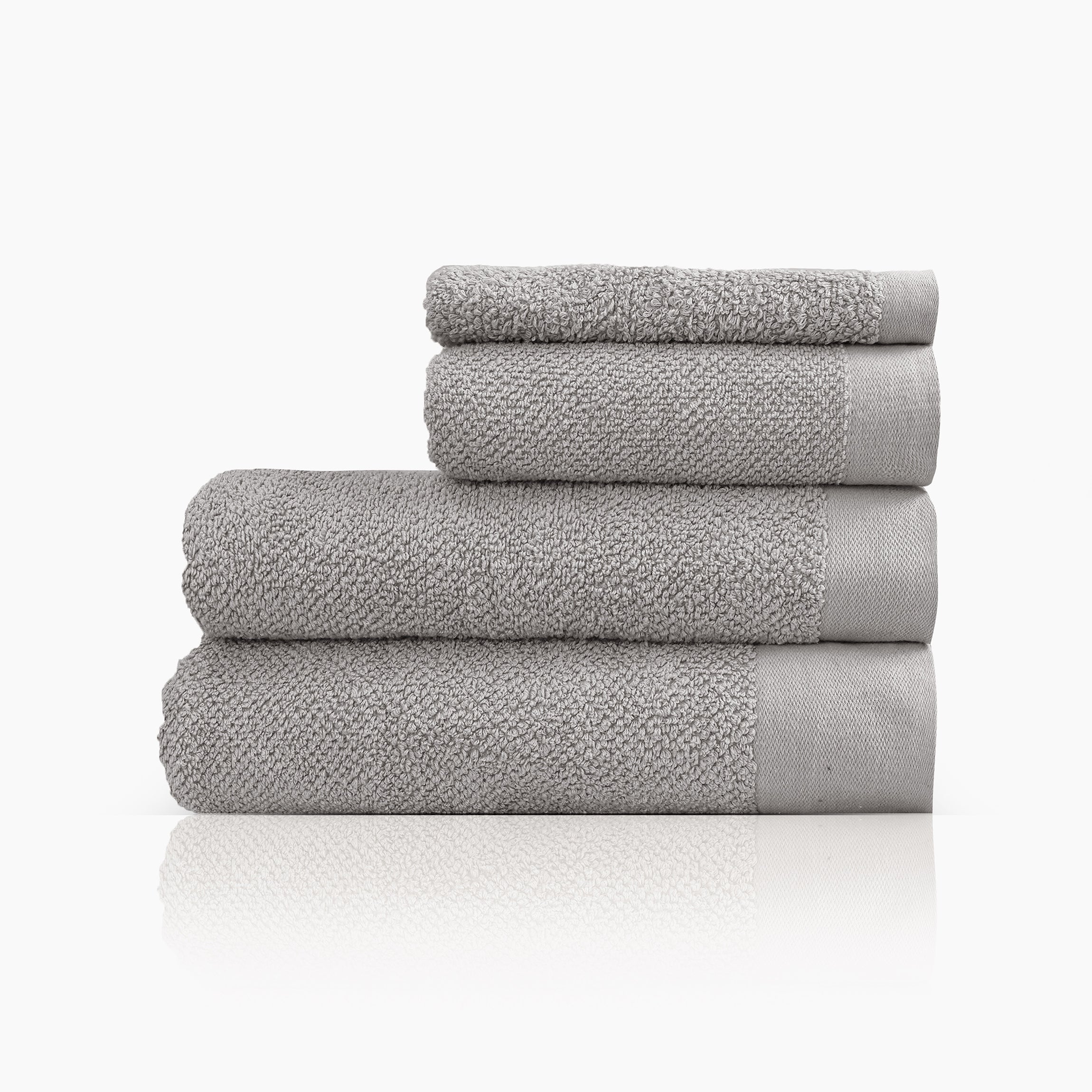 Aura Bath Towel Set, Pack of 4 Pieces , Ultra Soft and Highly Absorbent Towels,(Silver)