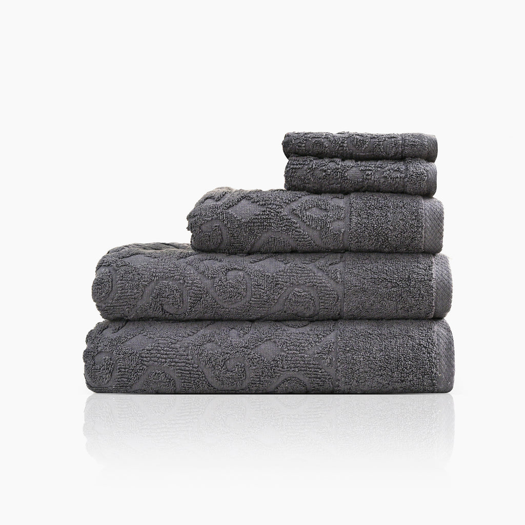 Andalus Bath Towel Set, Pack of 5 Pieces , Ultra Soft and Highly Absorbent Towels,(Grey)
