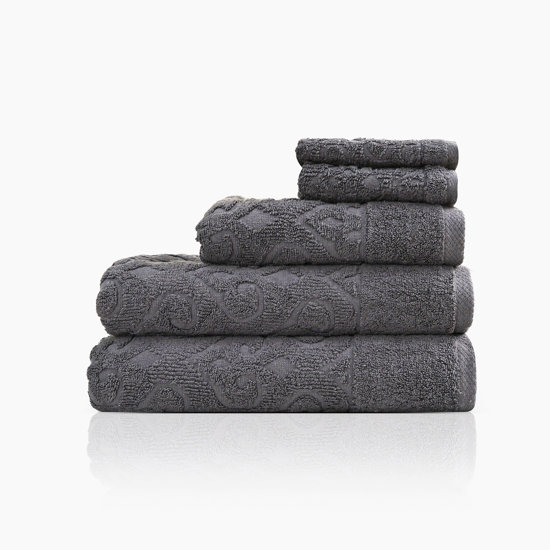 Andalus Bath Towel Set, Pack of 5 Pieces , Ultra Soft and Highly Absorbent Towels,(Grey)