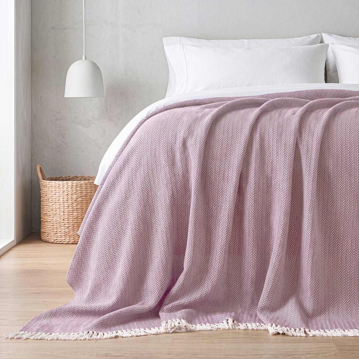 Luxury Verona Woven Bed Coverlet with Fringe