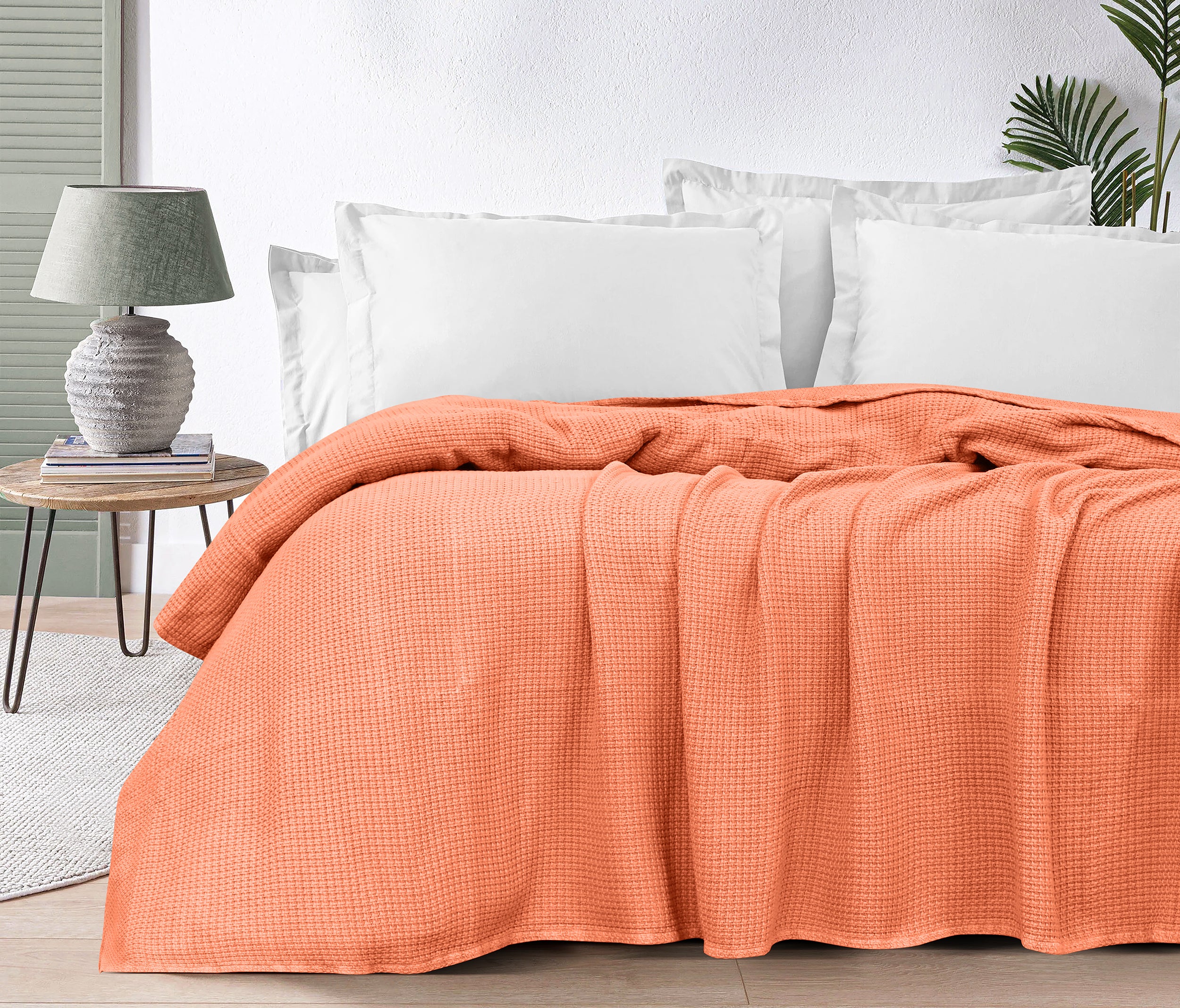 Egyptian cotton Milano throw blanket,ultra-soft & lightweight with an elegant woven design ,king size 255x225 cm ,Havan Color