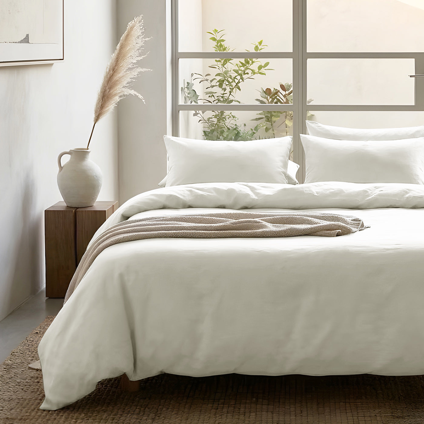 Luxury Plain Duvet Cover set –Soft, Breathable & Durable, Hotel-Inspired Comfort (offwhite)
