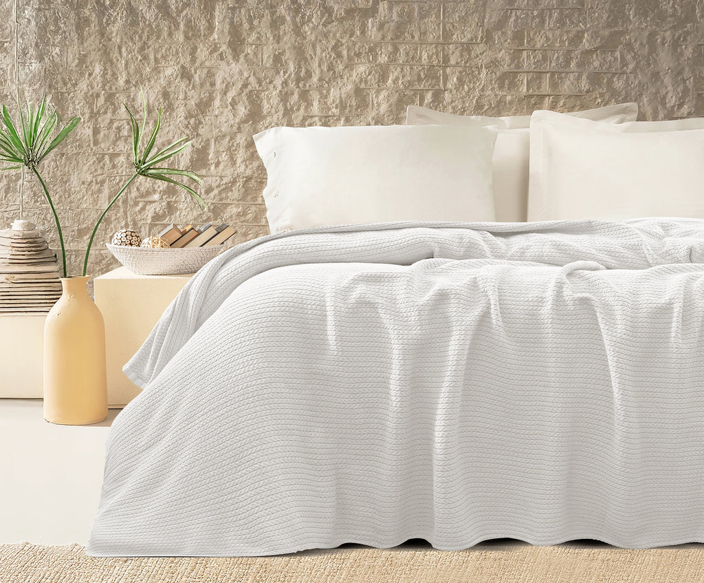 Premium Egyptian Cotton Orchid Throw Blanket Off -White color