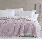 LunaTextured Bedspread – Soft Woven Coverlet with Decorative Fringe