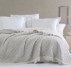 LunaTextured Bedspread – Soft Woven Coverlet with Decorative Fringe