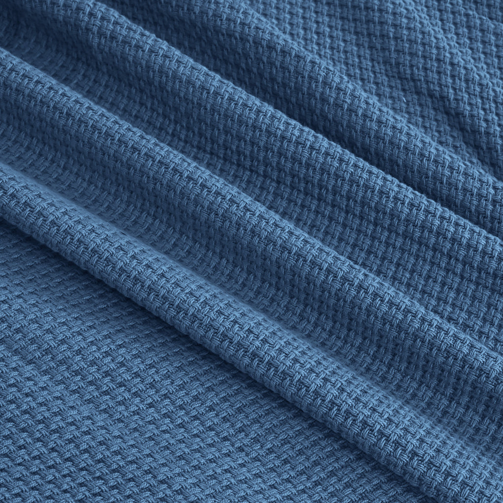 Egyptian cotton Milano throw blanket,ultra-soft & lightweight with an elegant woven design ,king size 255x225 cm ,Indigo Color
