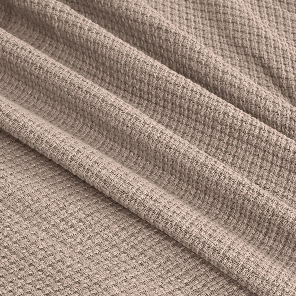 Egyptian cotton Milano throw blanket,ultra-soft & lightweight with an elegant woven design ,king size 255x225 cm ,Latte  Color
