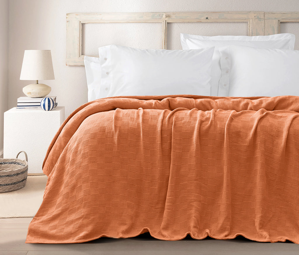 Egyptian cotton Leno throw blanket,ultra-soft & lightweight with an elegant woven design ,king size 255x225 cm , Havan
