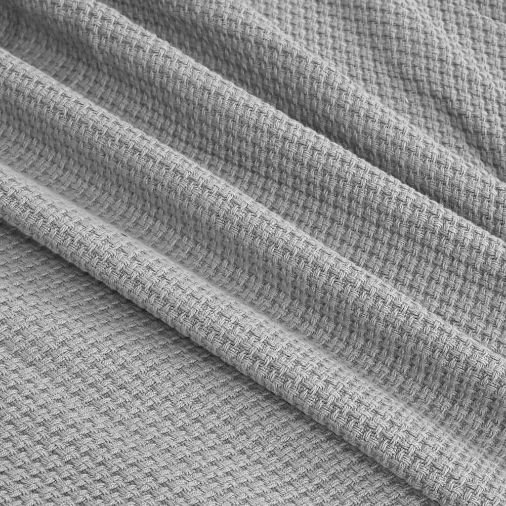 Egyptian cotton Milano throw blanket,ultra-soft & lightweight with an elegant woven design ,king size 255x225 cm ,Light Gray Color