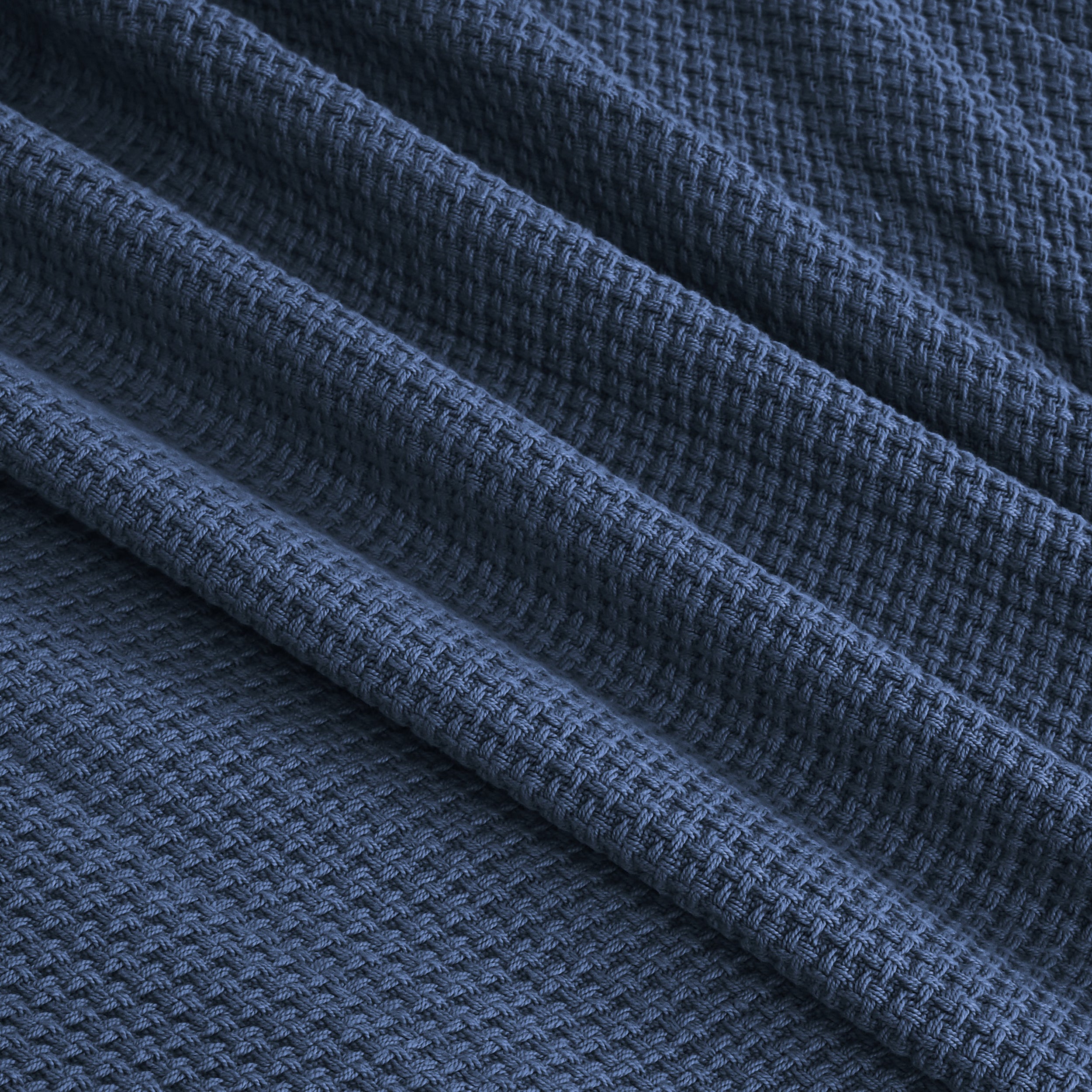 Egyptian cotton Milano throw blanket,ultra-soft & lightweight with an elegant woven design ,king size 255x225 cm ,Navy blue Color