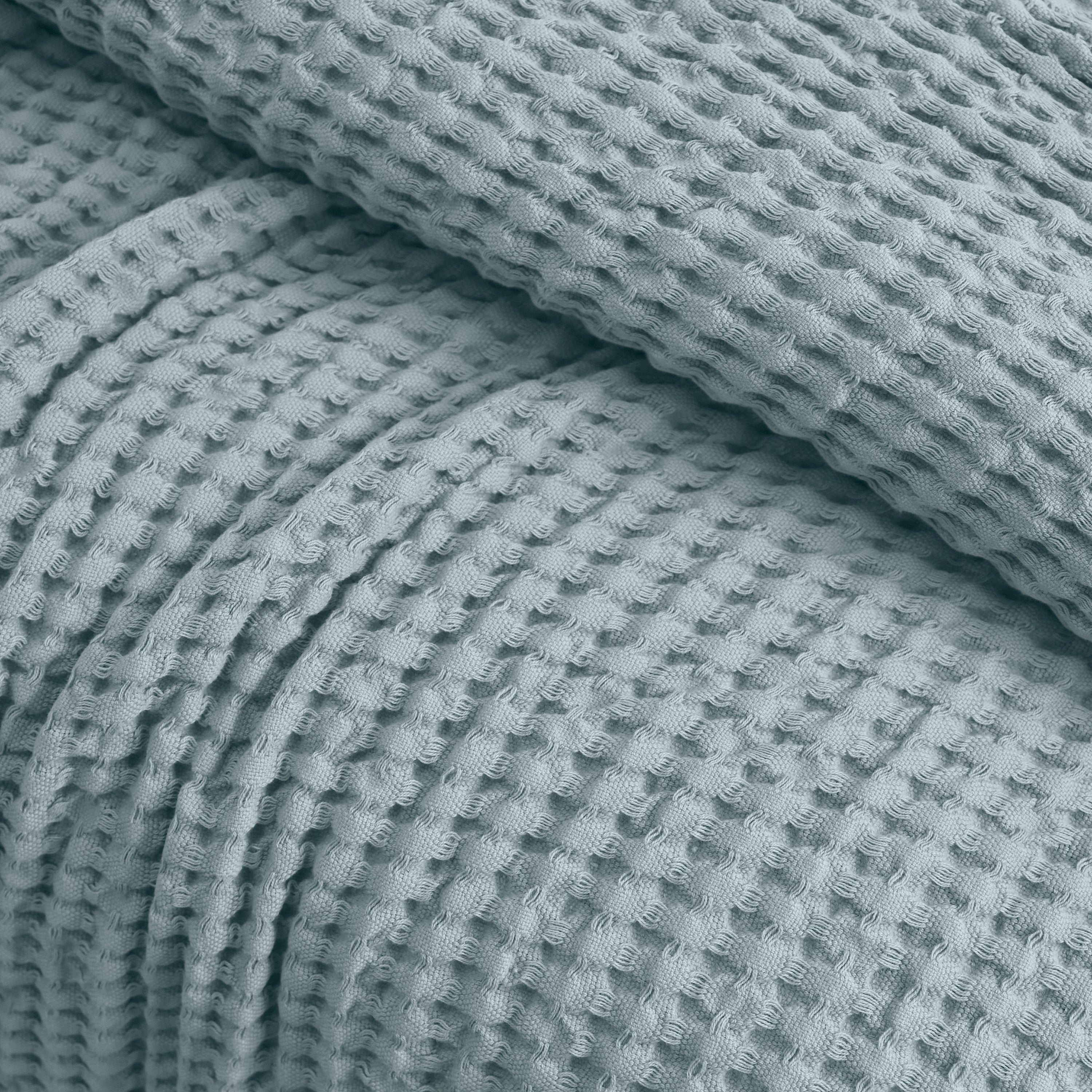 Egyptian cotton Waffle throw blanket,ultra-soft & lightweight with an elegant woven design ,king size 255x225 cm ,Aqua  Color