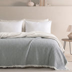 Ivy Textured Bedspread – Soft Woven Coverlet with Decorative Fringe