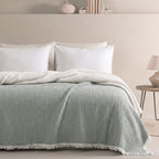 Ivy Textured Bedspread – Soft Woven Coverlet with Decorative Fringe