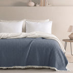 Ivy Textured Bedspread – Soft Woven Coverlet with Decorative Fringe