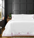 Imperial Bed Sheet Set with Elegant Embroidery Design  – 3 Pieces – Fushcia embroidery