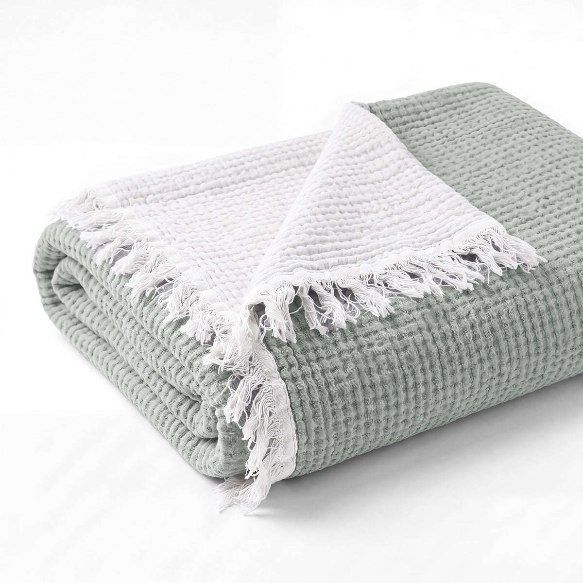 Ivy Textured Bedspread – Soft Woven Coverlet with Decorative Fringe