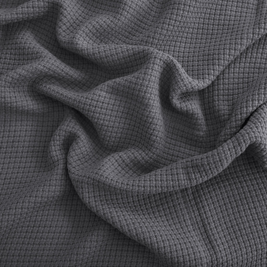 Egyptian cotton Milano throw blanket,ultra-soft & lightweight with an elegant woven design ,king size 255x225 cm ,Dark Gray Color