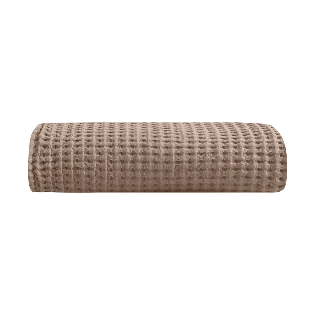 Egyptian cotton Waffle throw blanket,ultra-soft & lightweight with an elegant woven design ,king size 255x225 cm ,Latte  Color