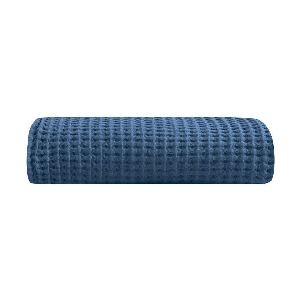 Egyptian cotton Waffle throw blanket,ultra-soft & lightweight with an elegant woven design ,king size 255x225 cm ,Indigo  Color