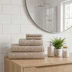 Andalus Bath Towel Set, Pack of 5 Pieces , Ultra Soft and Highly Absorbent Towels,(beige)