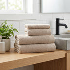 Aura Bath Towel Set, Pack of 4 Pieces , Ultra Soft and Highly Absorbent Towels,(beige)