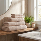 Kara Bath Towel Set, Pack of 5 Pieces , Ultra Soft and Highly Absorbent Towels,(Beige)
