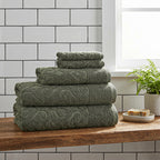 Andalus Bath Towel Set, Pack of 5 Pieces , Ultra Soft and Highly Absorbent Towels,(Olive)
