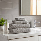 Andalus Bath Towel Set, Pack of 5 Pieces , Ultra Soft and Highly Absorbent Towels,(Silver)
