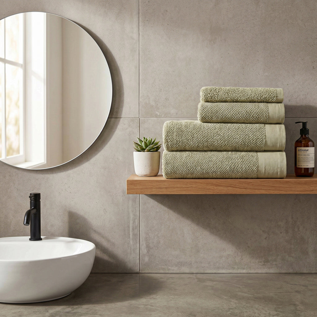 Aura Bath Towel Set, Pack of 4 Pieces , Ultra Soft and Highly Absorbent Towels,(Olive)