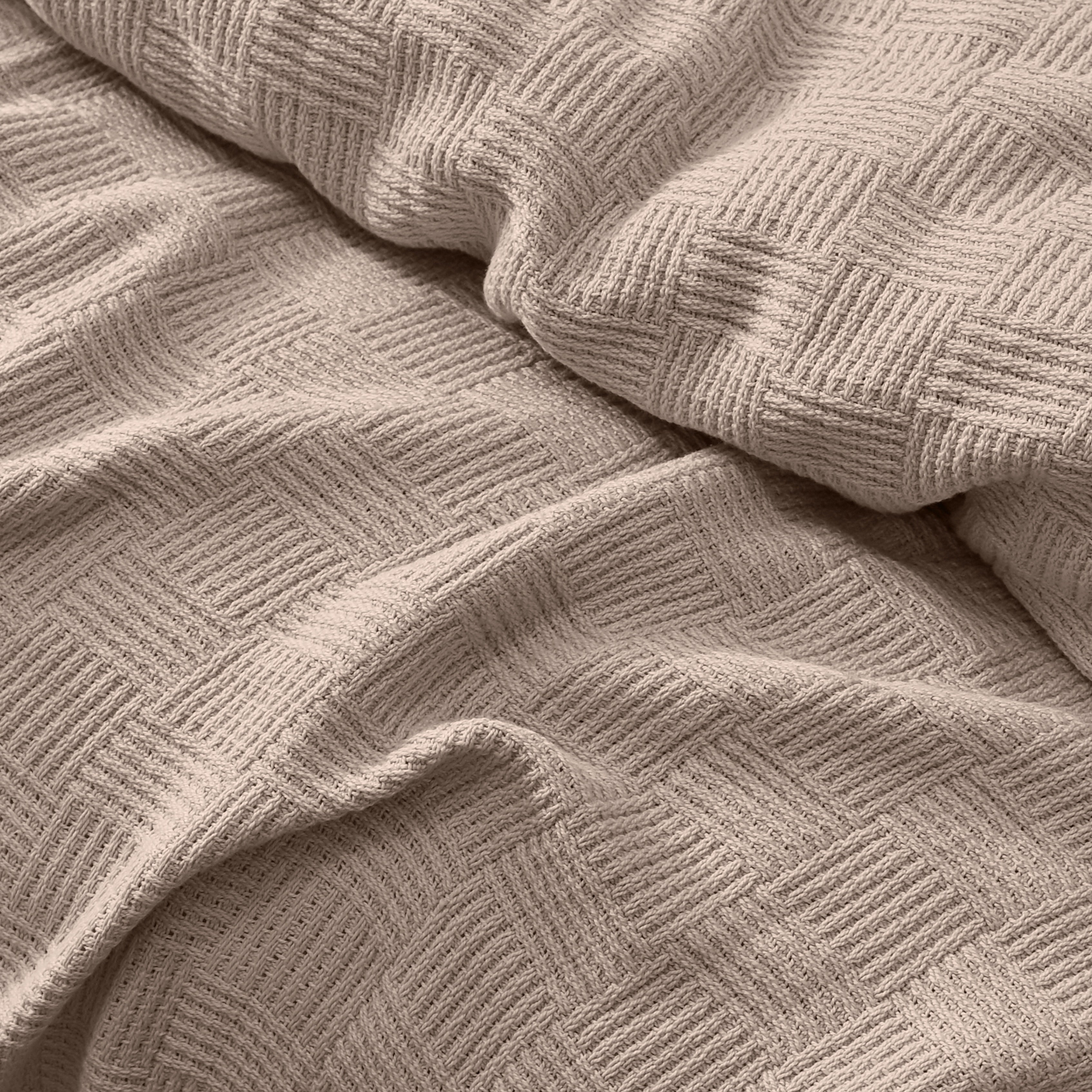 Egyptian cotton Leno throw blanket,ultra-soft & lightweight with an elegant woven design ,king size 255x225 cm , Beige Color