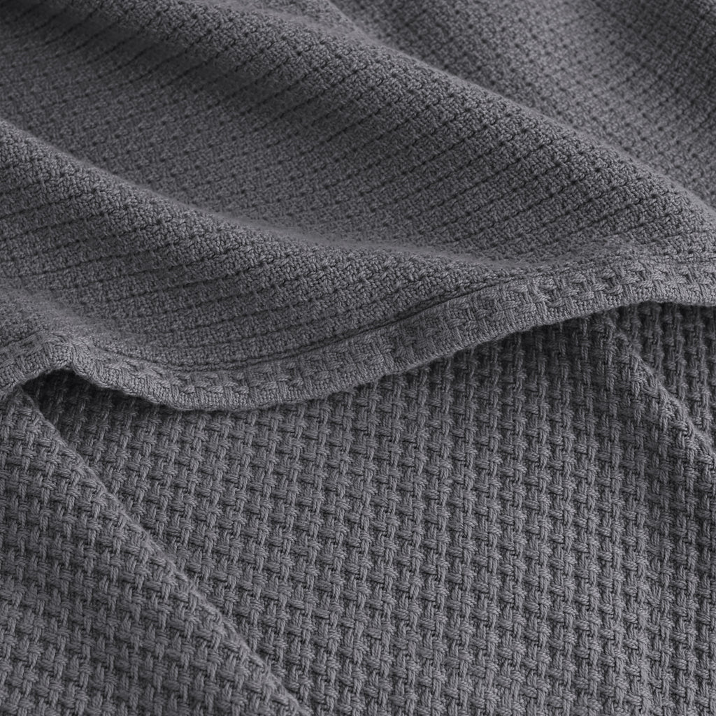 Egyptian cotton Milano throw blanket,ultra-soft & lightweight with an elegant woven design ,king size 255x225 cm ,Dark Gray Color