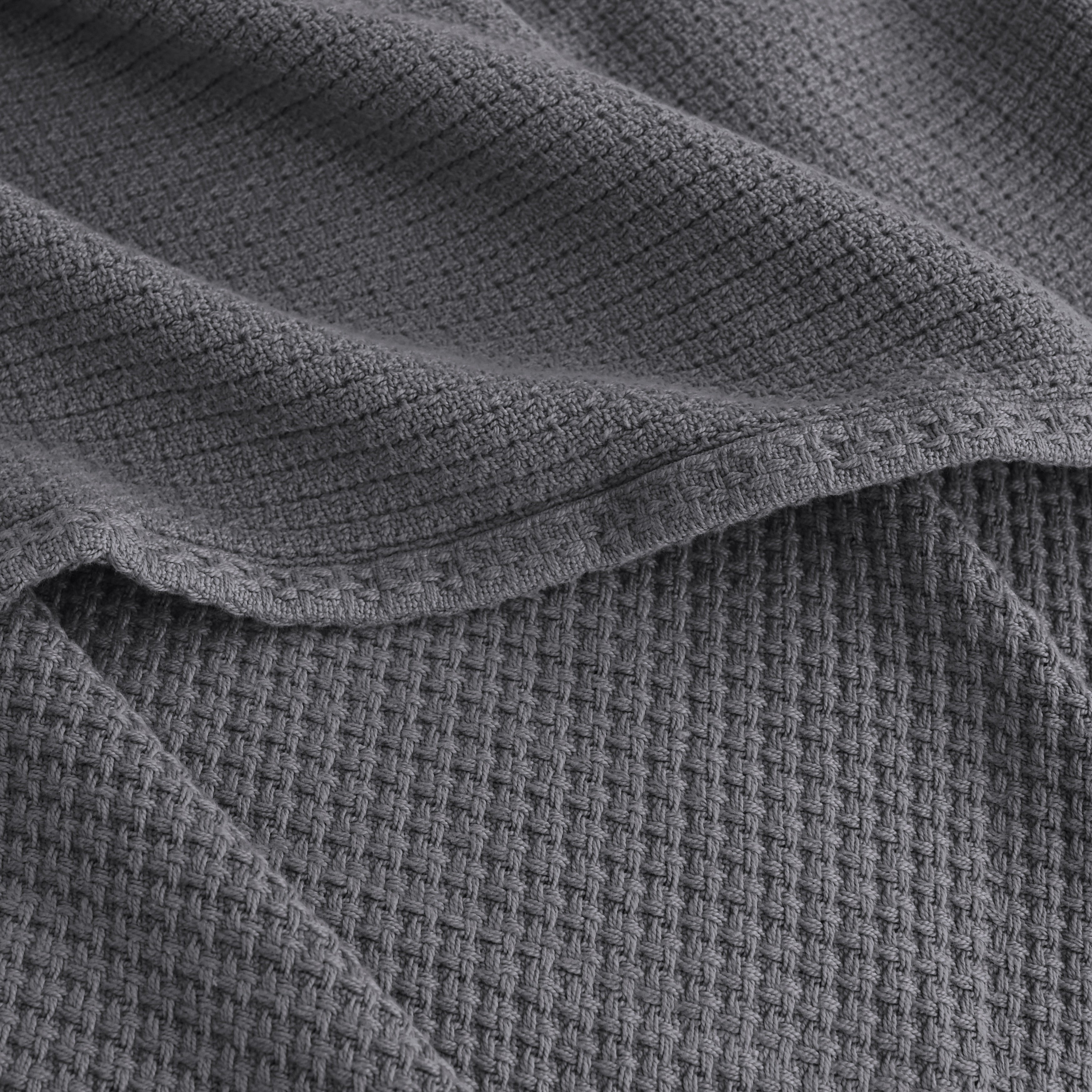 Egyptian cotton Milano throw blanket,ultra-soft & lightweight with an elegant woven design ,king size 255x225 cm ,Dark Gray Color