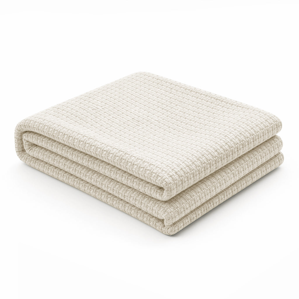 Egyptian cotton Milano throw blanket,ultra-soft & lightweight with an elegant woven design ,king size 255x225 cm ,Offwhite Color