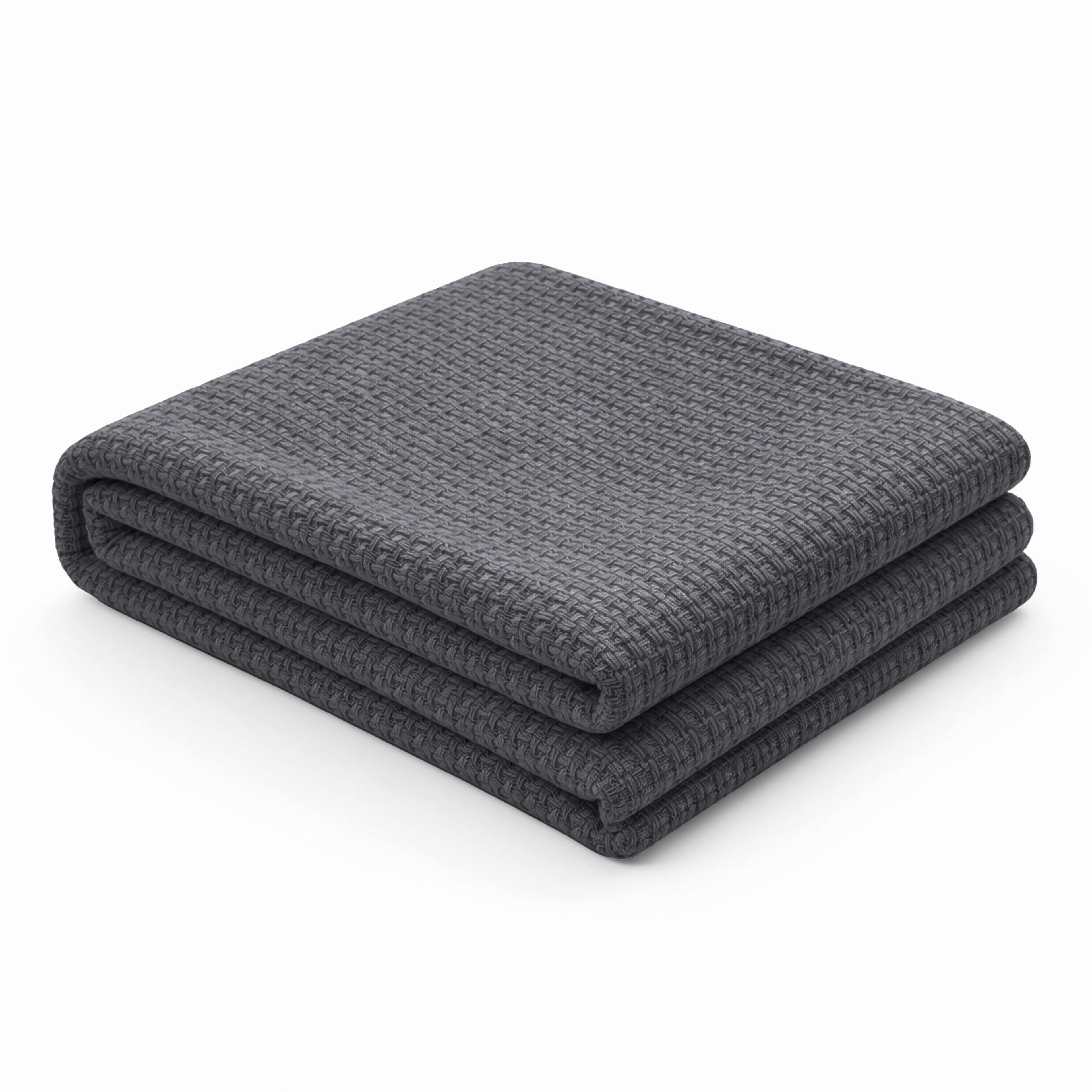 Egyptian cotton Milano throw blanket,ultra-soft & lightweight with an elegant woven design ,king size 255x225 cm ,Dark Gray Color