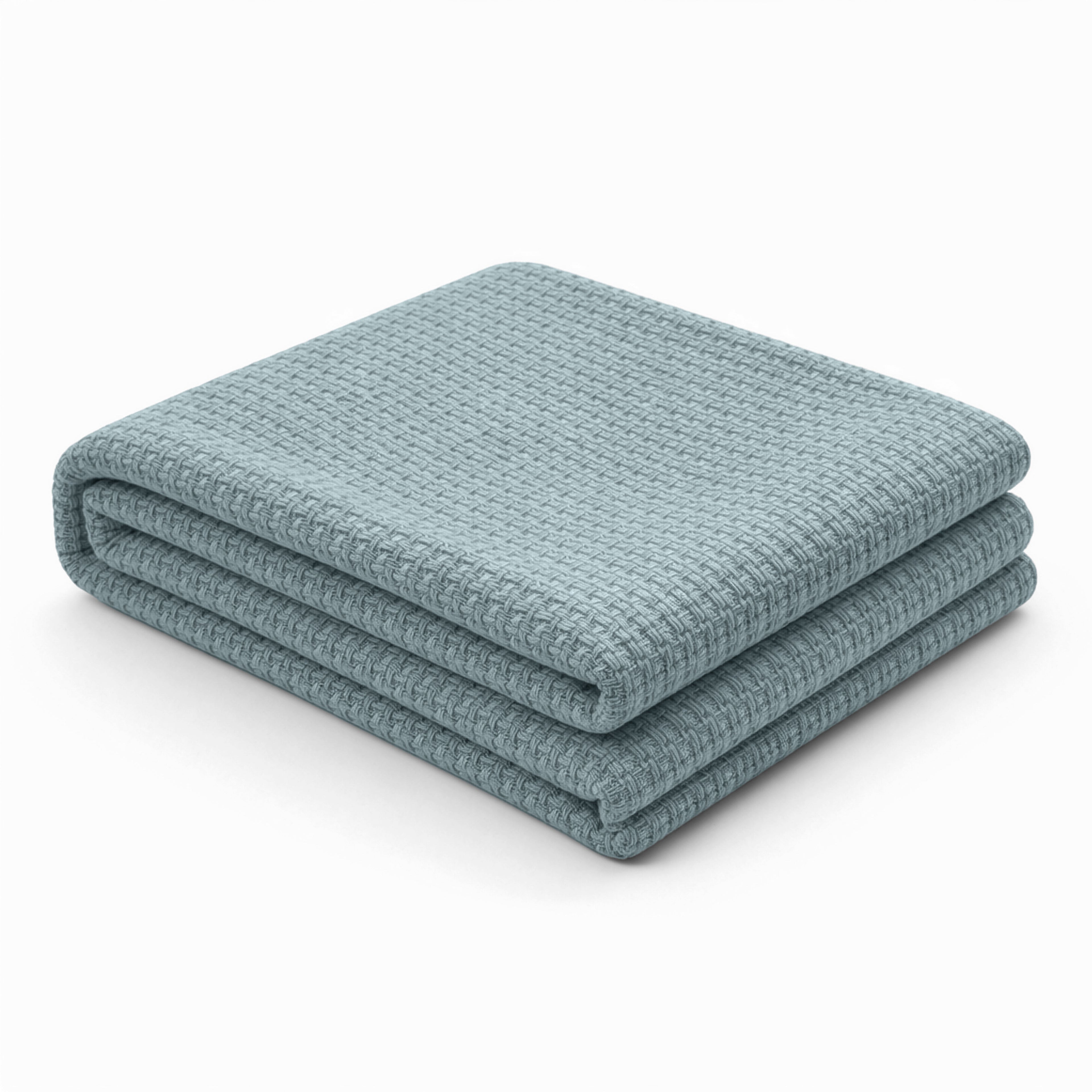Egyptian cotton Milano throw blanket,ultra-soft & lightweight with an elegant woven design ,king size 255x225 cm ,Aqua Color