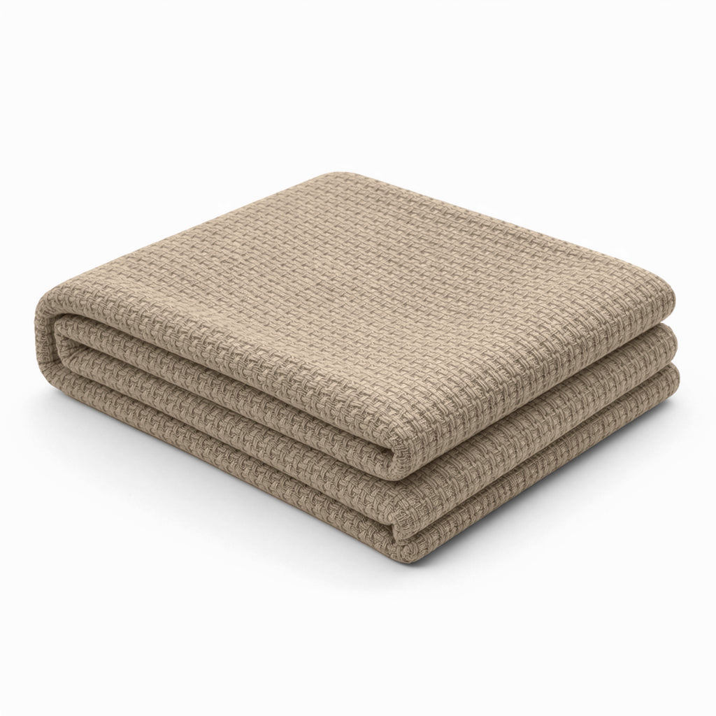 Egyptian cotton Milano throw blanket,ultra-soft & lightweight with an elegant woven design ,king size 255x225 cm ,Light Cafe Color
