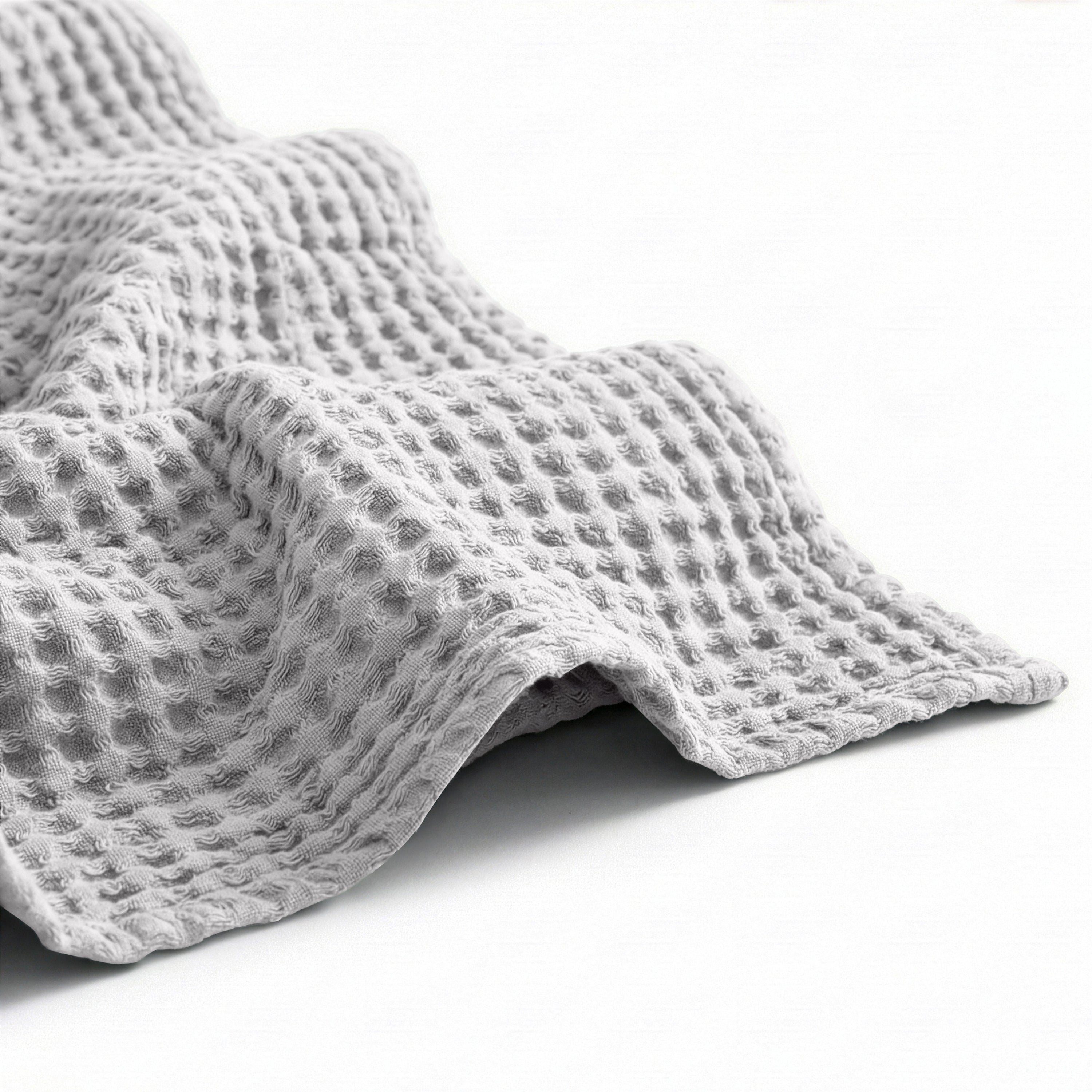 Egyptian cotton Waffle throw blanket,ultra-soft & lightweight with an elegant woven design ,king size 255x225 cm ,Silver  Color