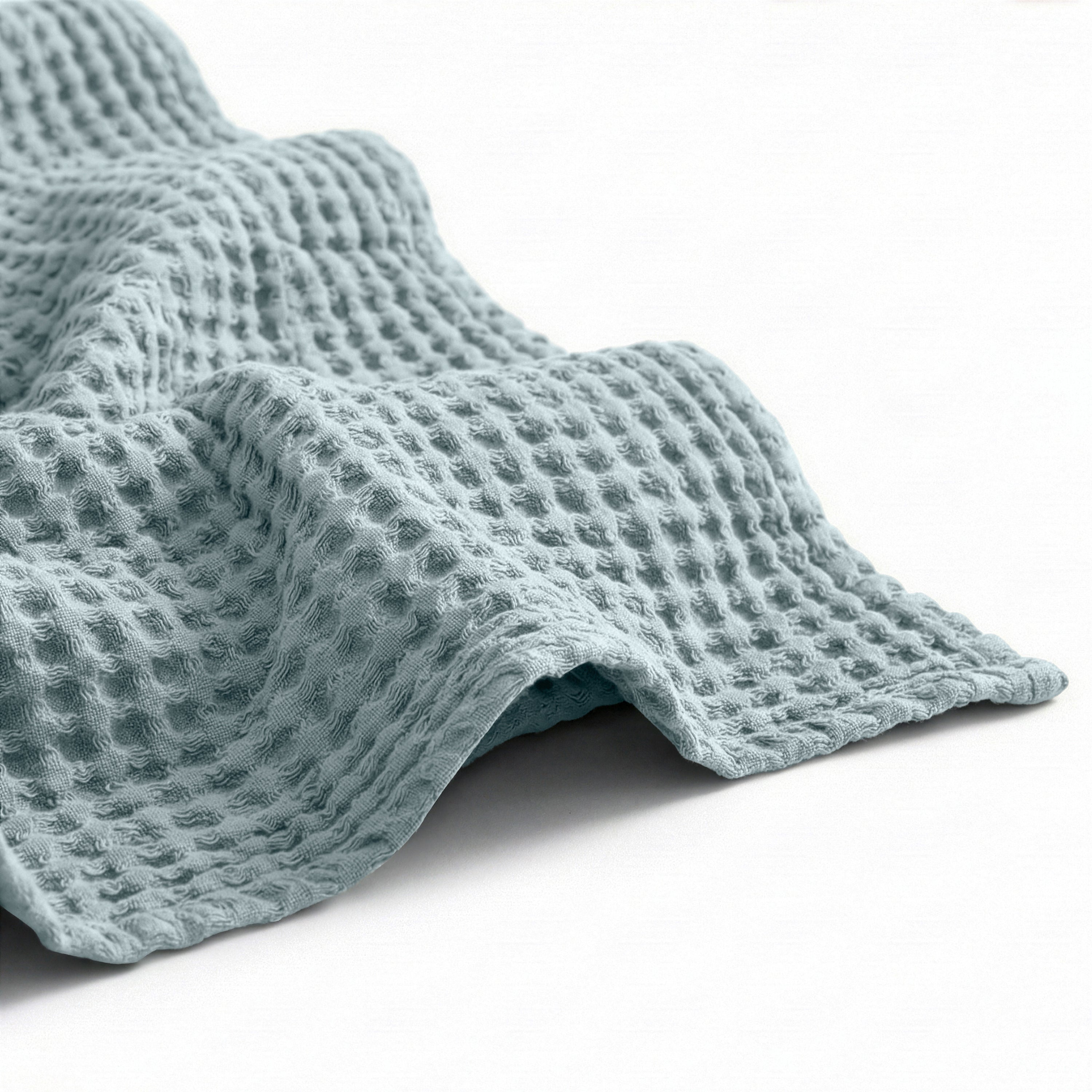 Egyptian cotton Waffle throw blanket,ultra-soft & lightweight with an elegant woven design ,king size 255x225 cm ,Aqua  Color