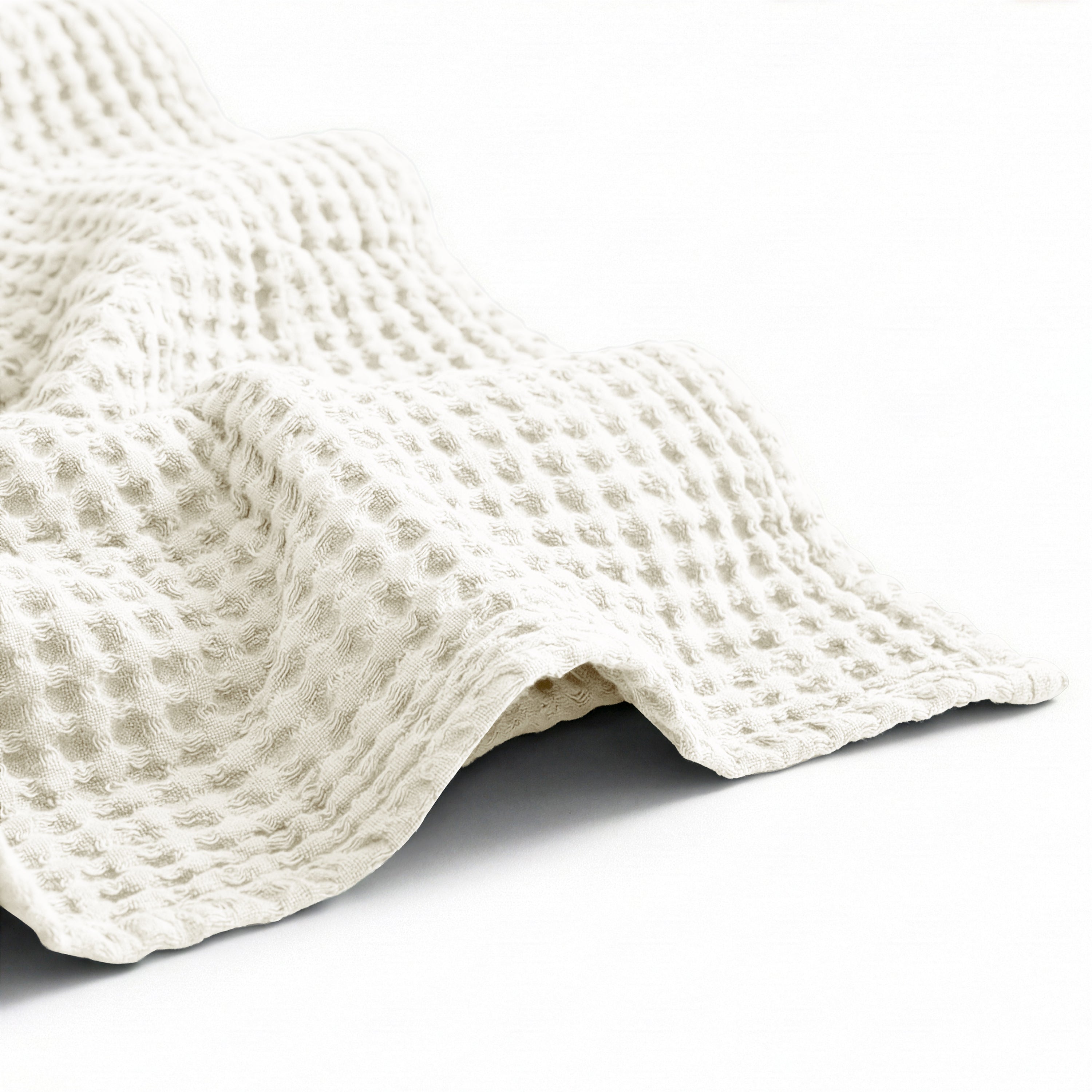 Egyptian cotton Waffle throw blanket,ultra-soft & lightweight with an elegant woven design ,king size 255x225 cm ,Offwhite  Color